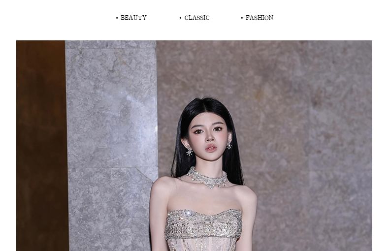 Embellished Gown A-Line Strapless Evening