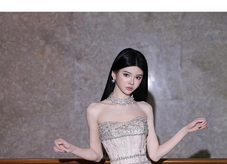 Embellished Gown A-Line Strapless Evening