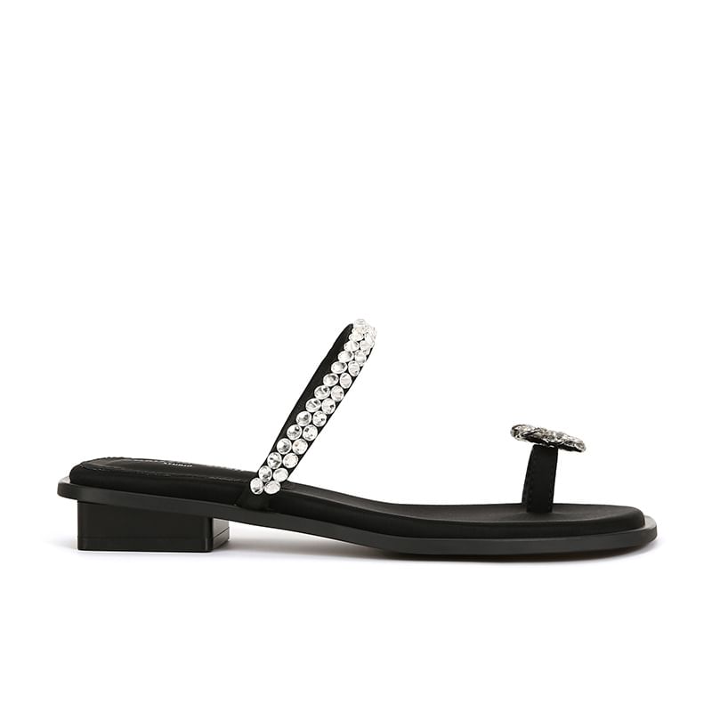 Rhinestone Flower Loop Toe Sandals