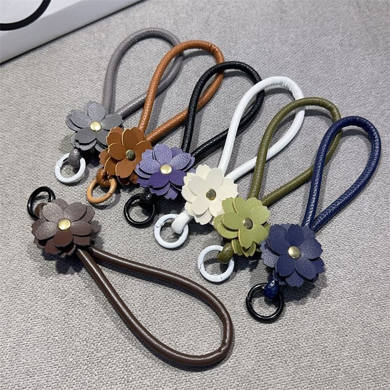 with Strap Floral Faux Phone Lanyard Pad Leather and