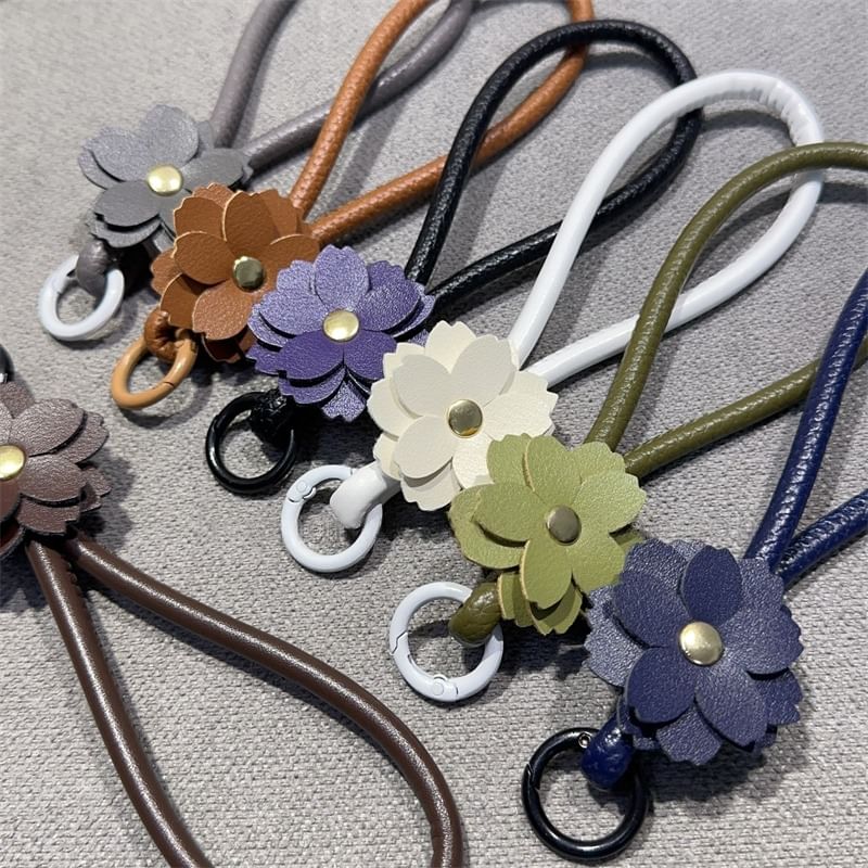 with Strap Floral Faux Phone Lanyard Pad Leather and
