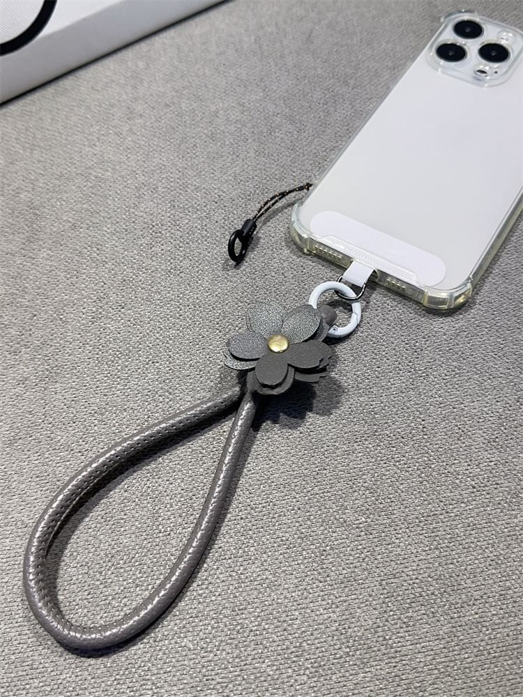 with Strap Floral Faux Phone Lanyard Pad Leather and