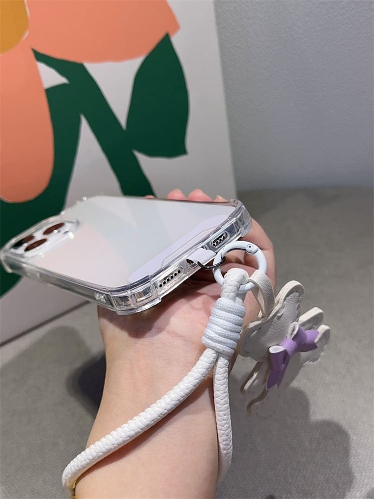 Bear Phone Pad Leather and Faux Lanyard with Strap