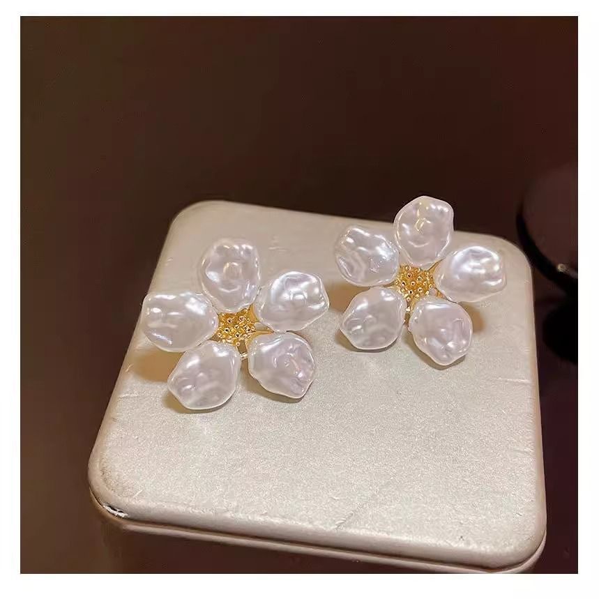 Pearl Statement Earring Floral Alloy Faux