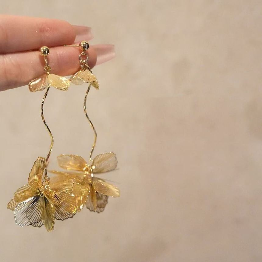 Petal Earring Dangle Alloy Butterfly