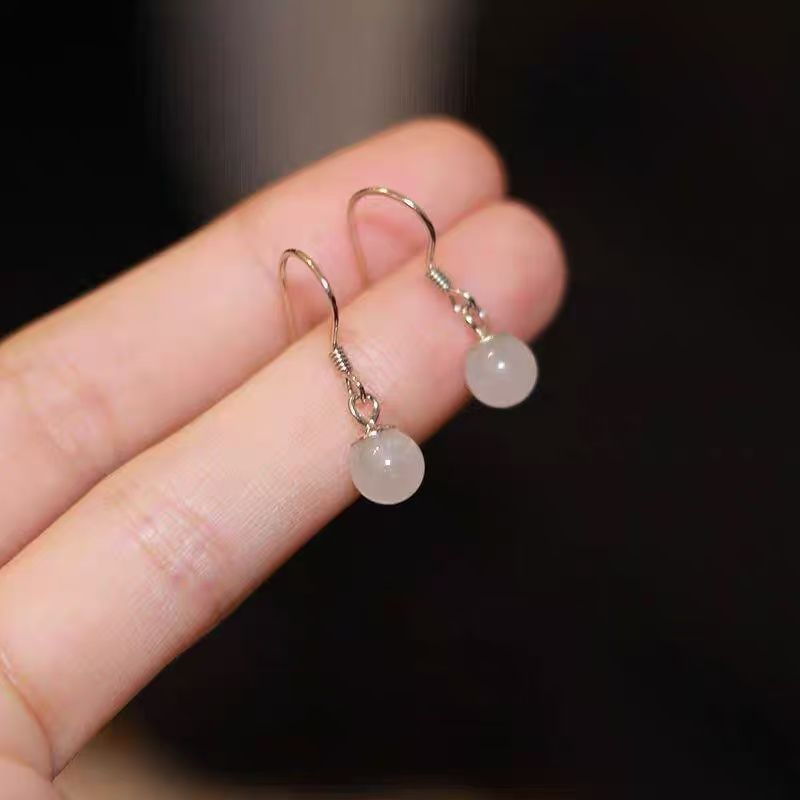 Stone Faux Cat Earring Eye Bead Alloy Dangle