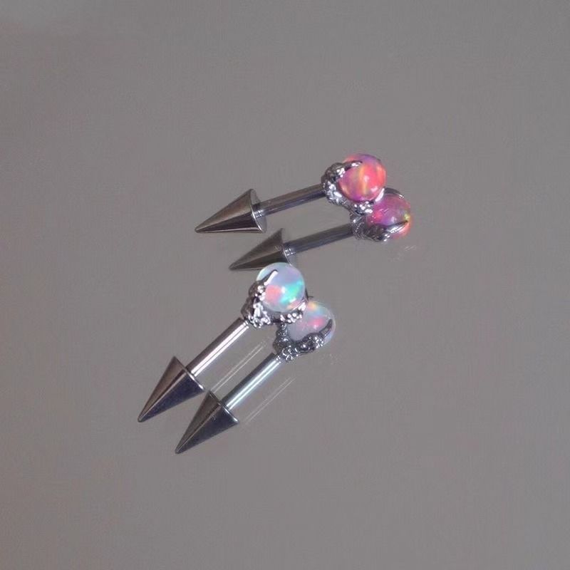 Earring Alloy Through Gemstone Claw Faux