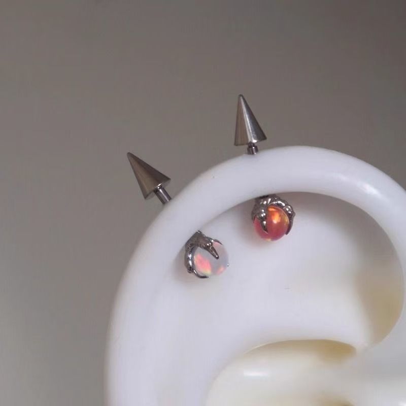 Earring Alloy Through Gemstone Claw Faux