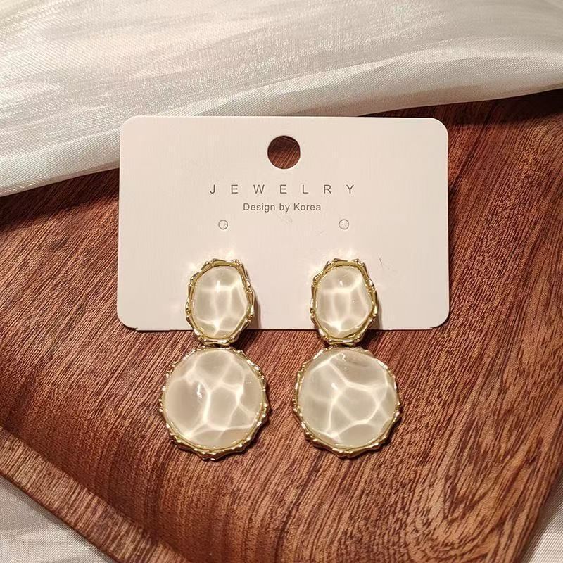 Earring Ripple Asymmetrical Drop Alloy