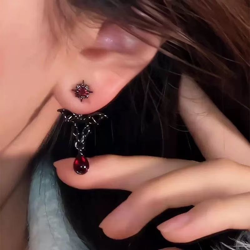 Earring Dangle Alloy Bat Rhinestone