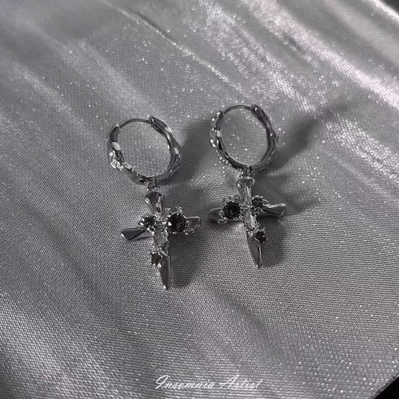 Earring Drop Cross Alloy