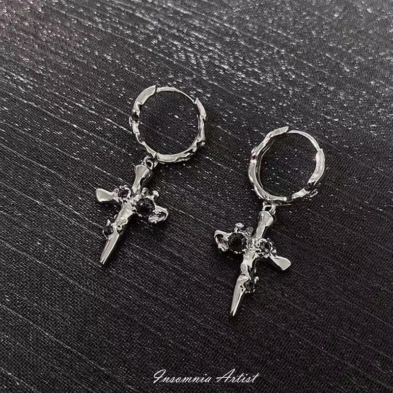 Earring Drop Cross Alloy