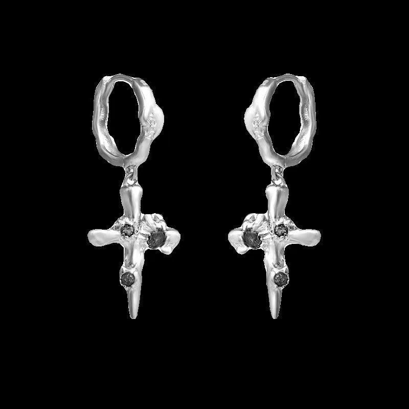 Earring Drop Cross Alloy