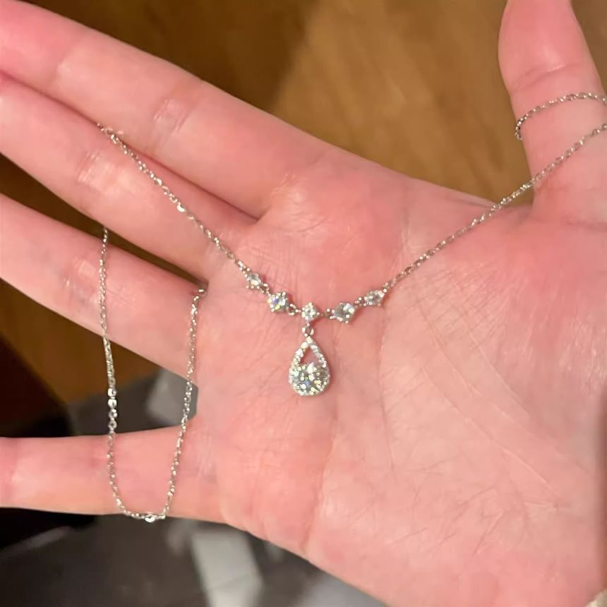 Alloy Pendant Droplet Rhinestone Necklace