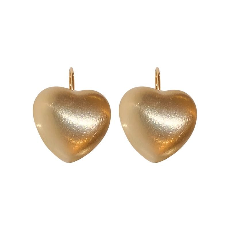 Heart Earring Alloy Drop Brushed