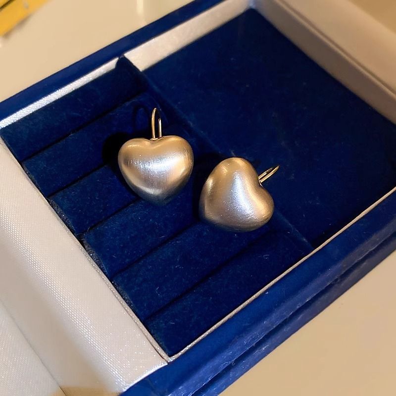 Heart Earring Alloy Drop Brushed