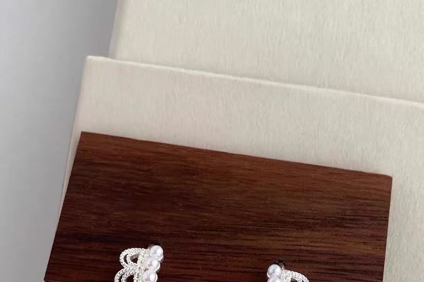 Lace Earring Alloy Faux Huggie Pearl