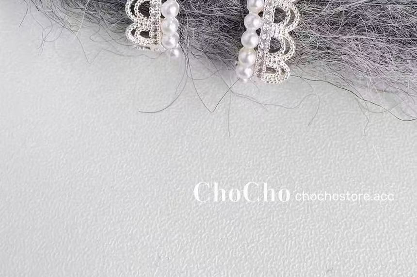 Lace Earring Alloy Faux Huggie Pearl
