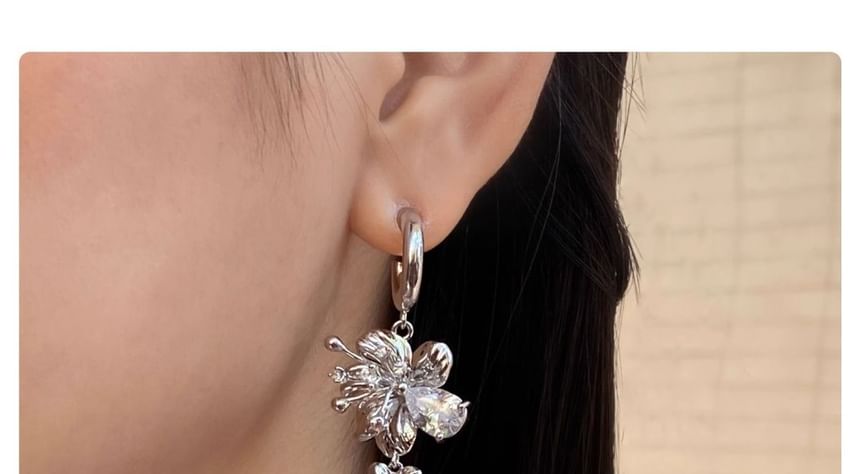 Floral Earring Dangle Alloy Asymmetrical