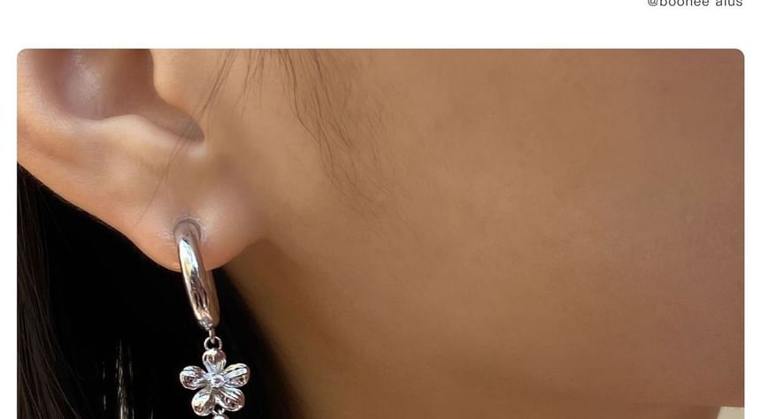 Floral Earring Dangle Alloy Asymmetrical