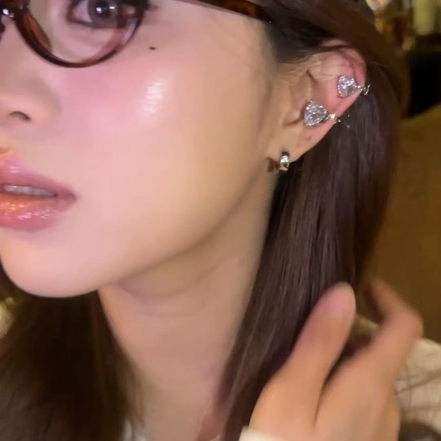 Ear 4: Heart Rhinestone Cuff Set of Alloy