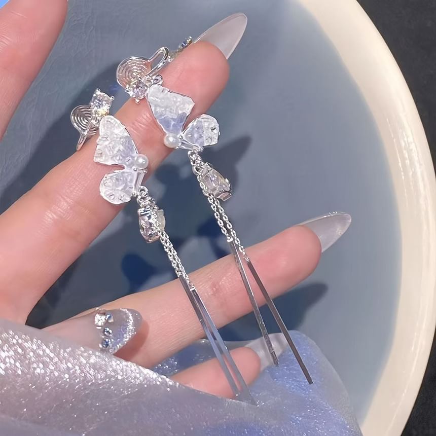 Alloy Earring Threader Butterfly Crystal Faux