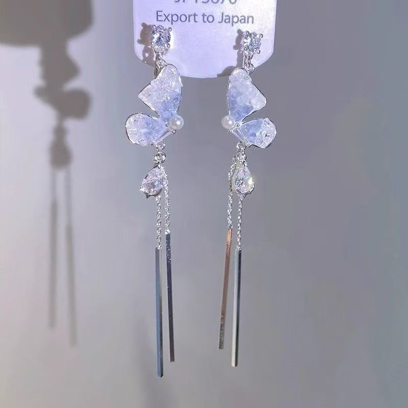 Alloy Earring Threader Butterfly Crystal Faux
