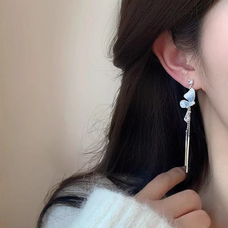 Alloy Earring Threader Butterfly Crystal Faux