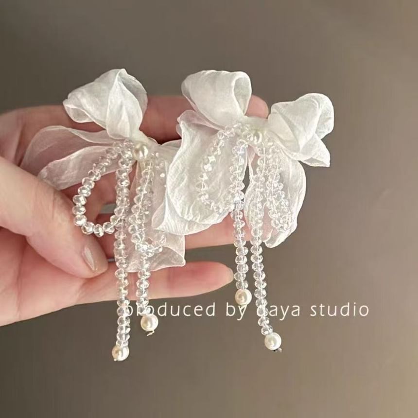 Alloy Faux Earring Pearl Bow Statement