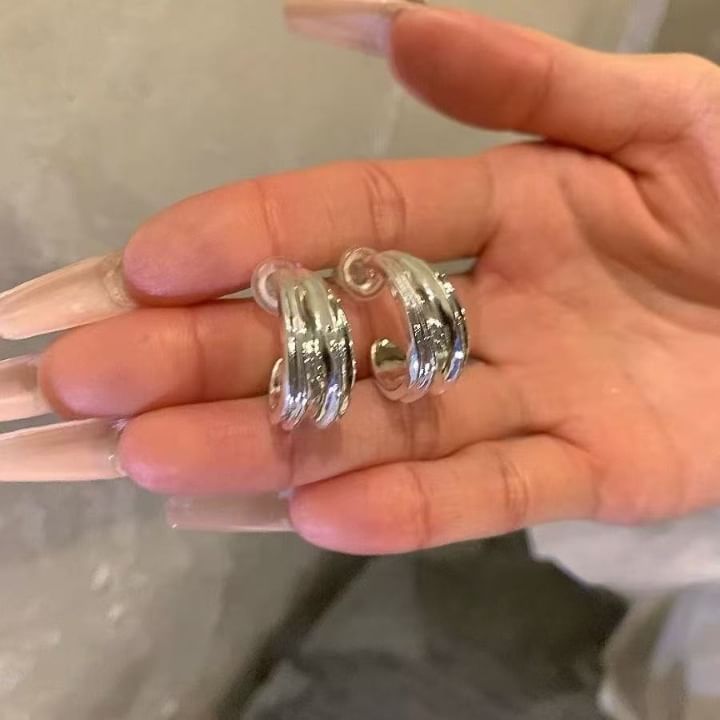 Hoop Open Earring Textured Alloy