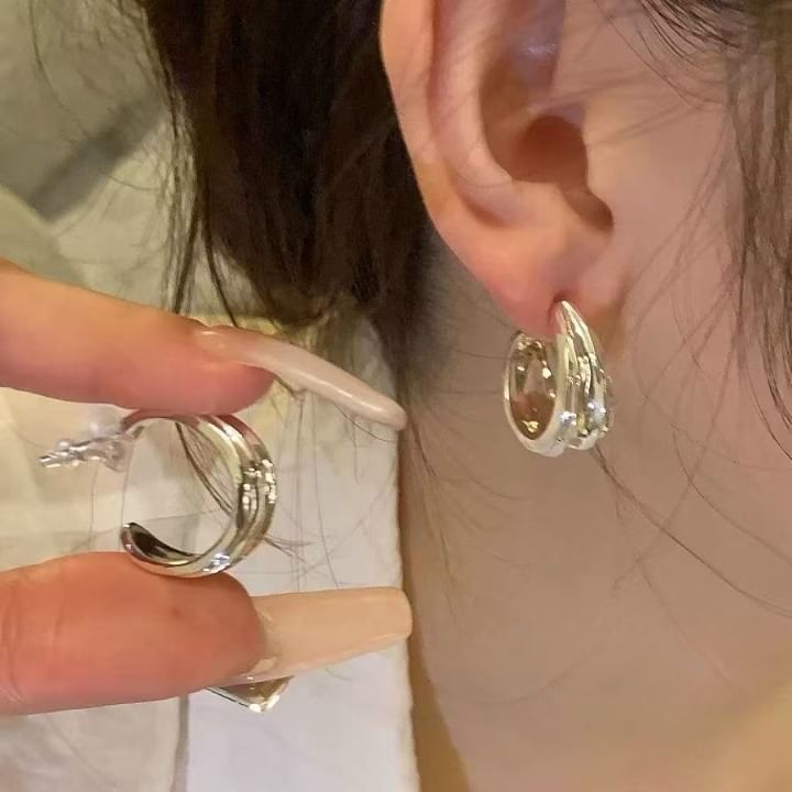 Hoop Open Earring Textured Alloy