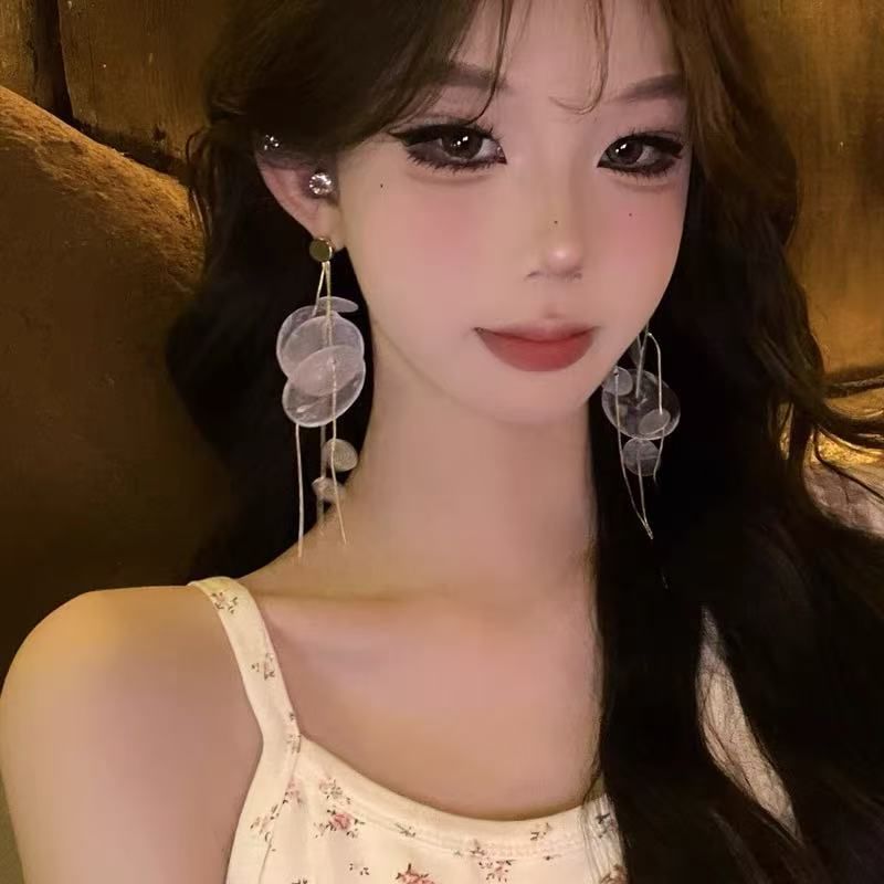 Earring Disc Shell Alloy Statement