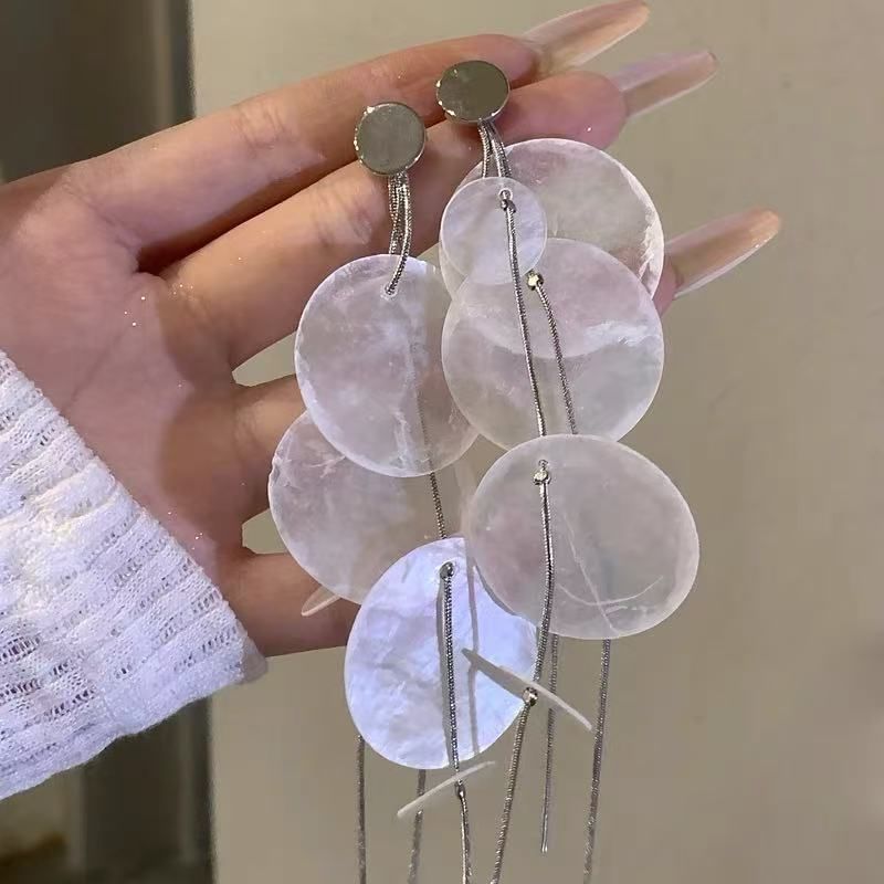 Earring Disc Shell Alloy Statement