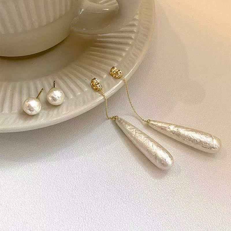 Alloy Dangle Faux Pearl Earring Droplet