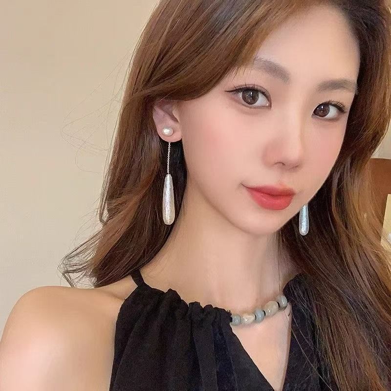 Alloy Dangle Faux Pearl Earring Droplet