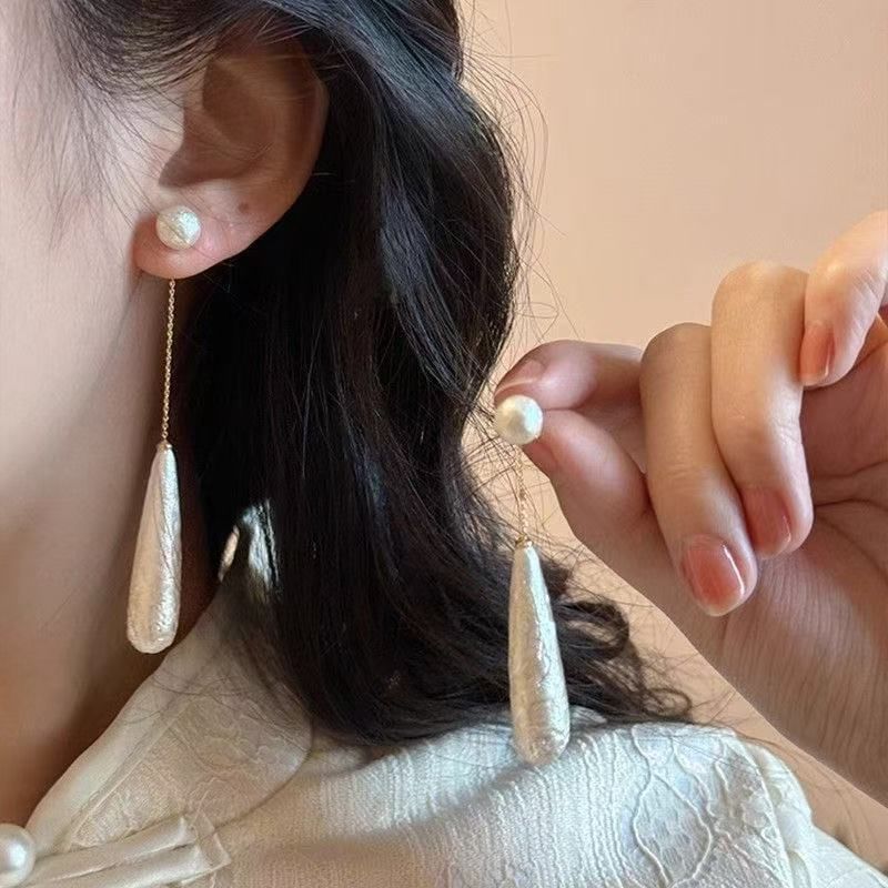 Alloy Dangle Faux Pearl Earring Droplet