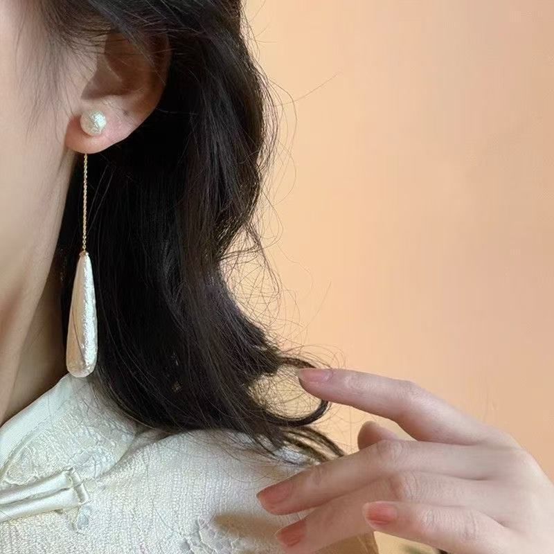 Alloy Dangle Faux Pearl Earring Droplet