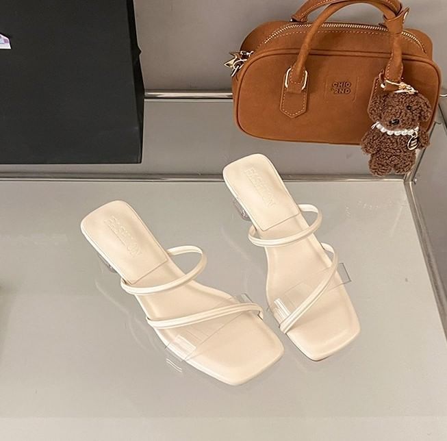 PVC Heel Slide Sandals Low Square Toe