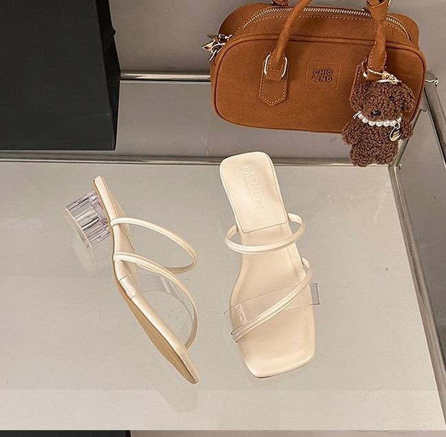 PVC Heel Slide Sandals Low Square Toe