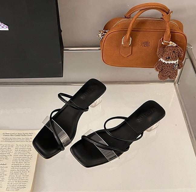 PVC Heel Slide Sandals Low Square Toe