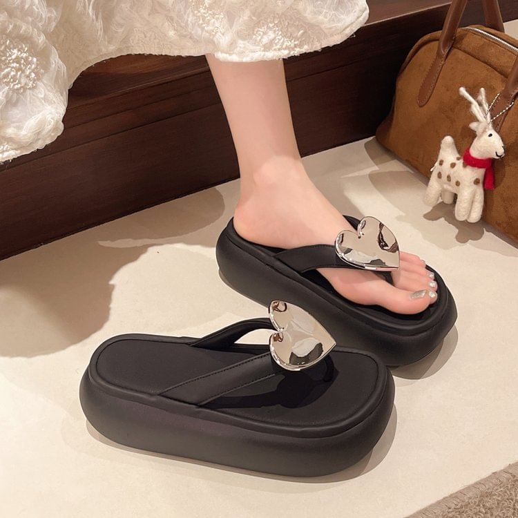 Accent Platform Heart Flip Flops