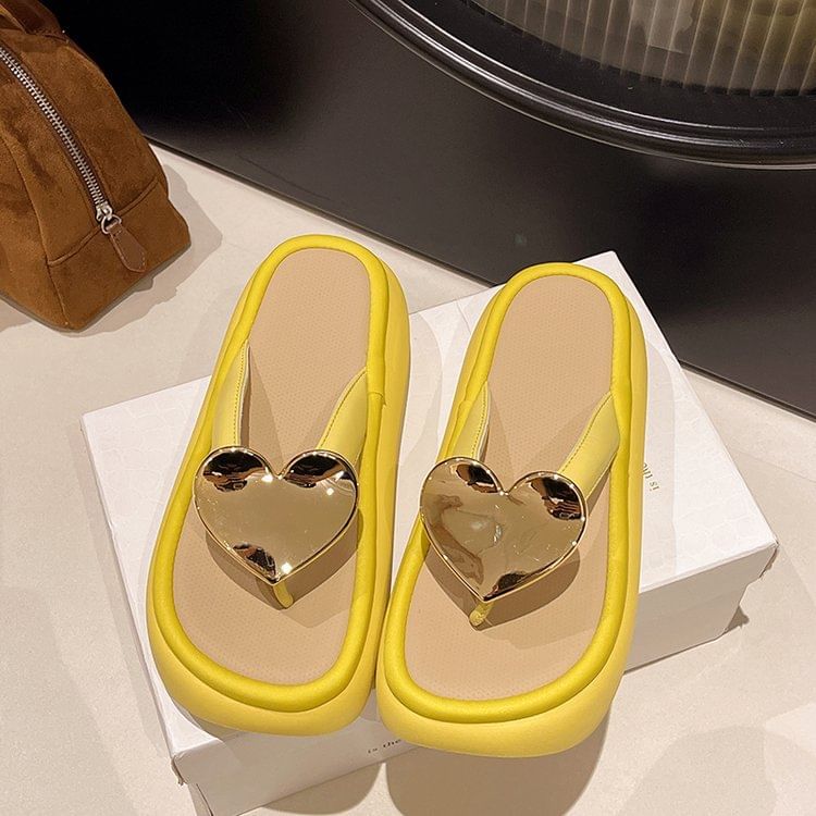Accent Platform Heart Flip Flops