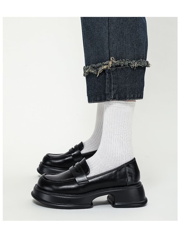Platform Chunky Heel Loafers