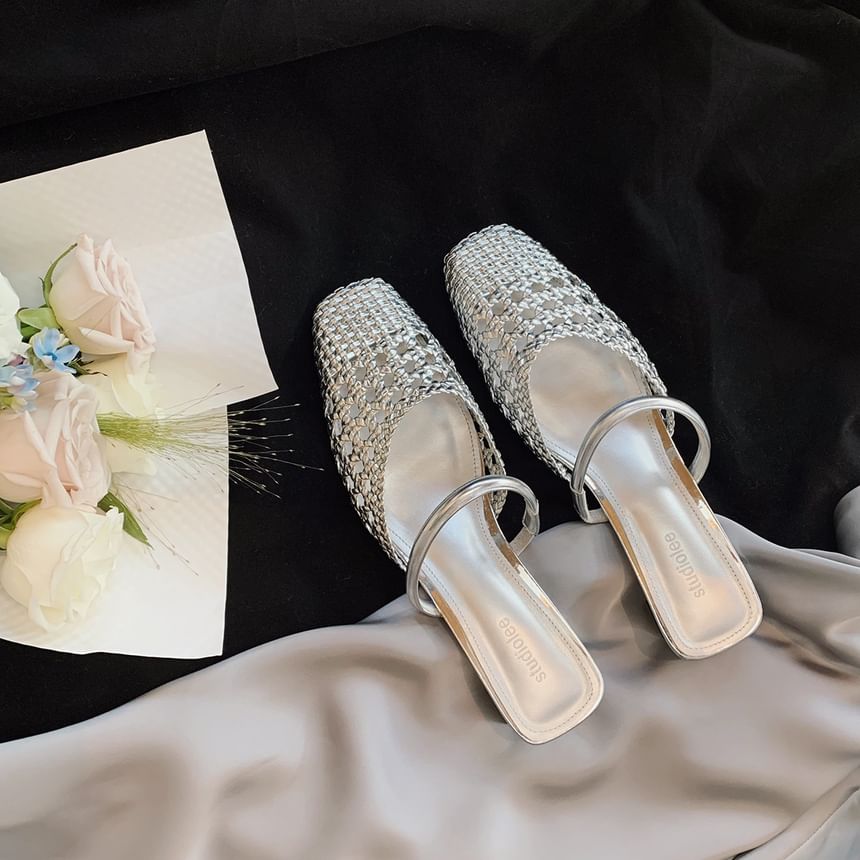 Square Toe Kitten Heel Mules