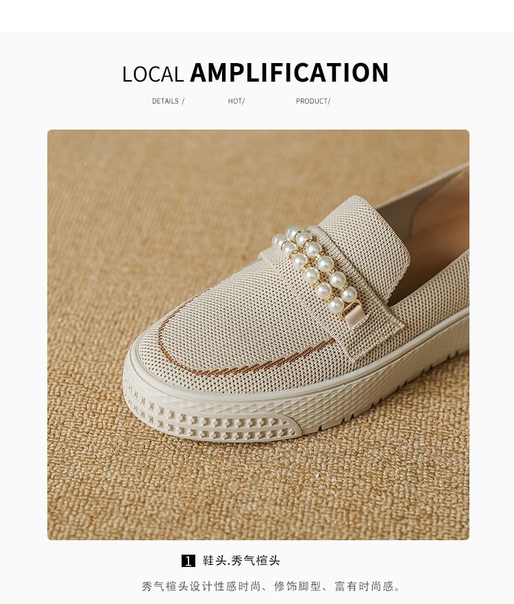 Platform Slip-Ons Faux Pearl
