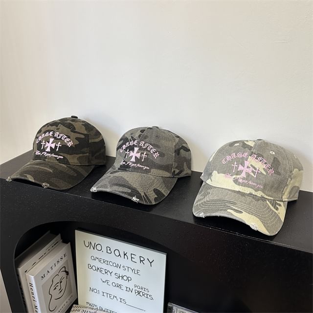 Camouflage Cross Cap Baseball Embroidered
