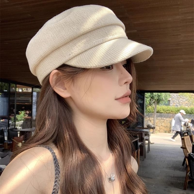 Knit Plain Newsboy Cap