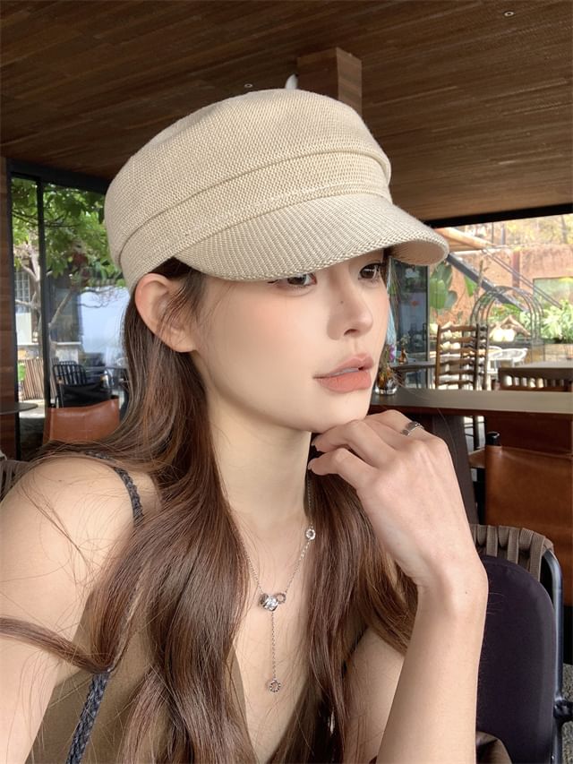 Knit Plain Newsboy Cap