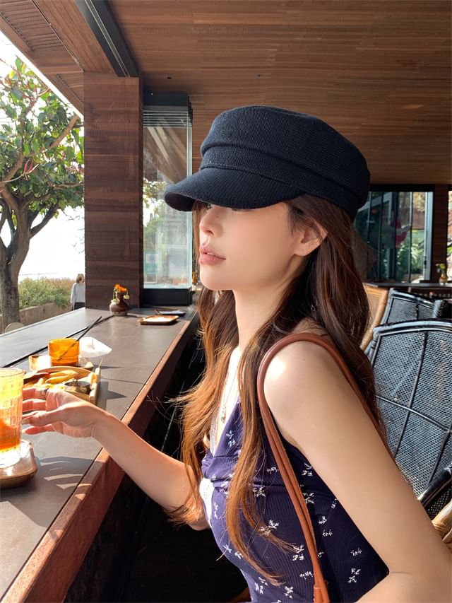 Knit Plain Newsboy Cap