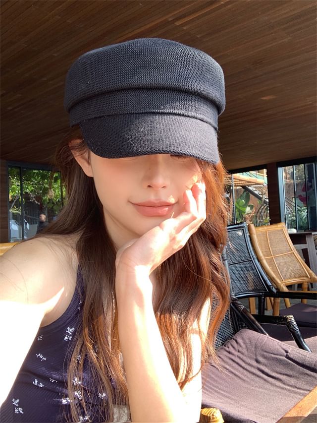 Knit Plain Newsboy Cap